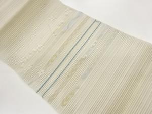 絽綴れ横段に抽象花・波模様織出し名古屋帯